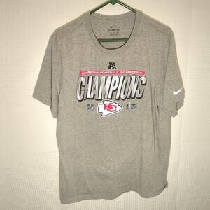 Nike Kansas City Chiefs AFC Champions Shirt XL Gray NFL Football Tee Mens